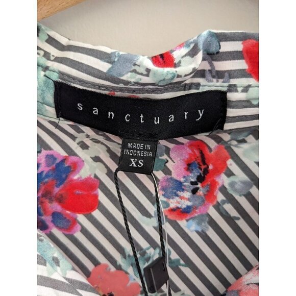 NWT Sanctuary Floral Striped Button Down Shirt Women's Size XS - Picture 8 of 9